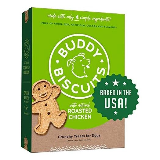 Buddy Biscuits 16 oz Box of Whole Grain Crunchy Dog Treats Made with Natural Roasted Chicken