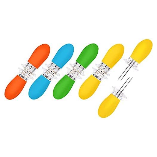 AUGSUN 10Pcs/5 Pairs Corn Holders, Stainless Steel Corn on The Cob BBQ Fork Skewers for Home Cooking Parties Camping