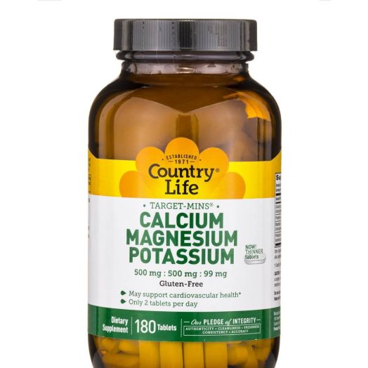 Country Life Target-Mins Calcium Magnesium Potassium - 180 Tablets