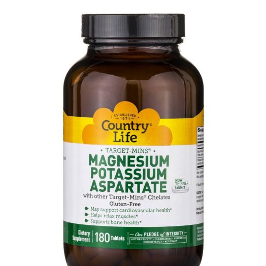 Country Life Target-Mins Magnesium-Potassium Aspartate - 180 Tablets