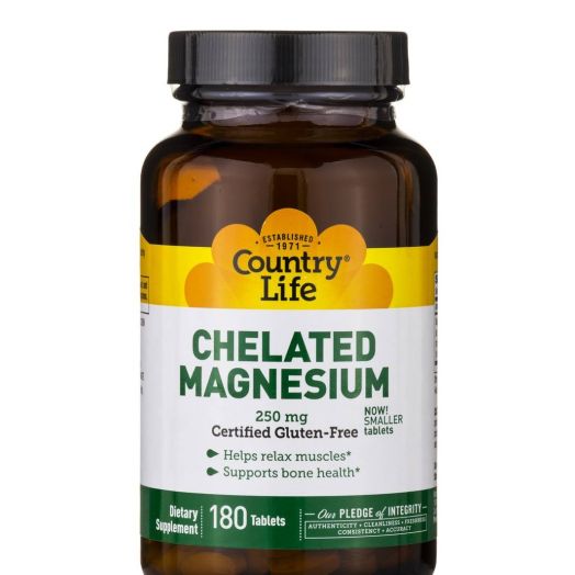 Country Life Chelated Magnesium 250 mg - 180 Tablets