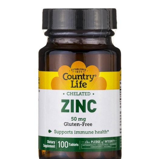 Country Life Chelated Zinc 50 mg - 100 Tablets