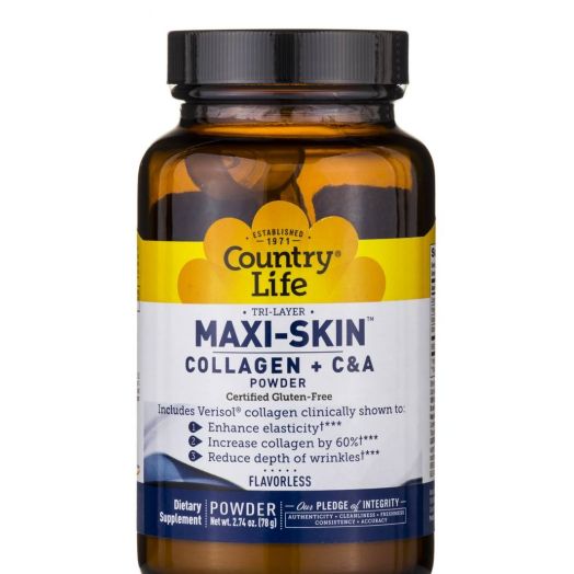 Country Life Maxi-Skin Collagen + Vitamins C & A, Flavorless Powder - 2.74 oz (78 Grams)