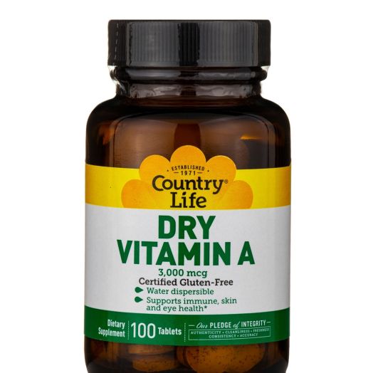 Country Life Dry Vitamin A 3,000 mcg - 100 Tablets