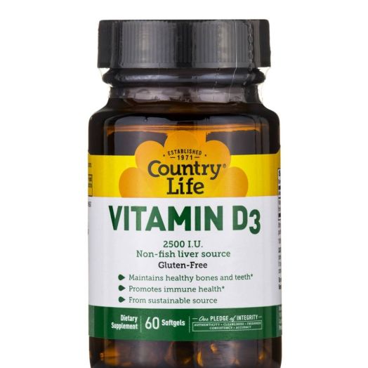 Country Life Vitamin D3 2500 IU - 60 Softgels