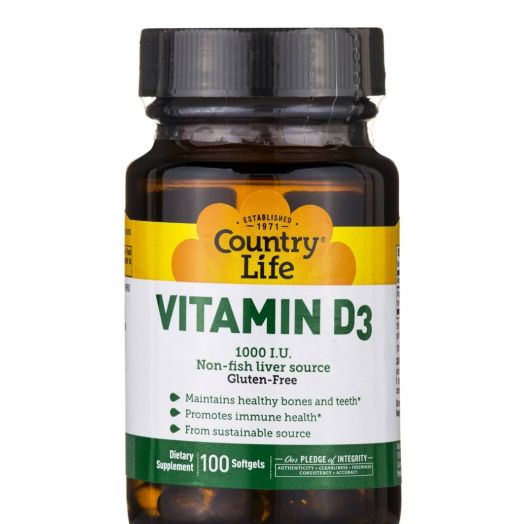 Country Life Vitamin D3 1000 IU - 100 Softgels