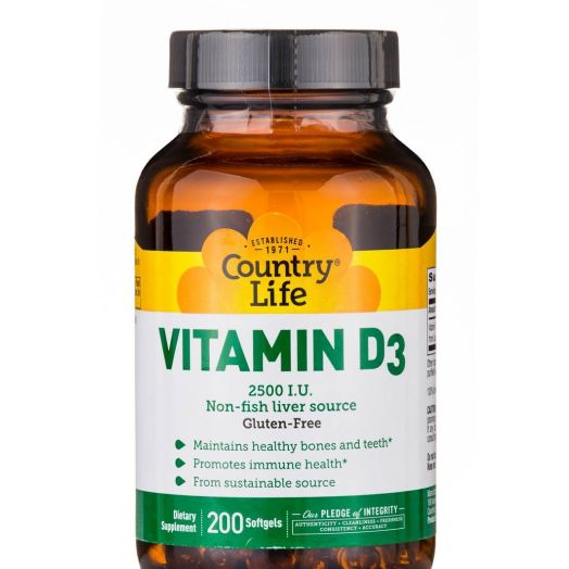 Country Life Vitamin D3 2500 IU - 200 Softgels