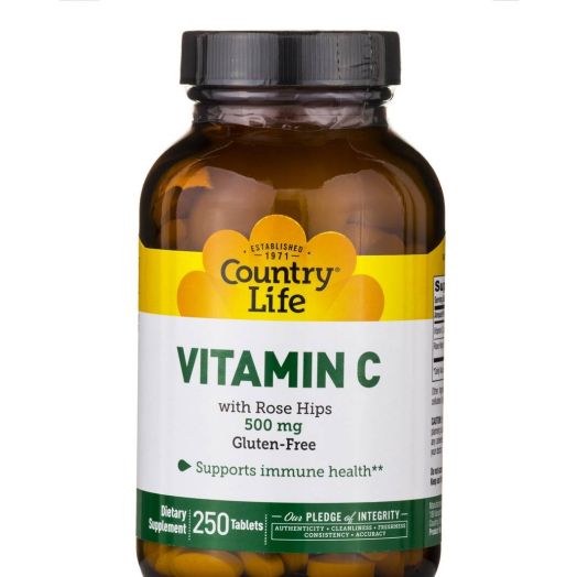 Country Life Vitamin C 500 mg with Rose Hips - 250 Tablets