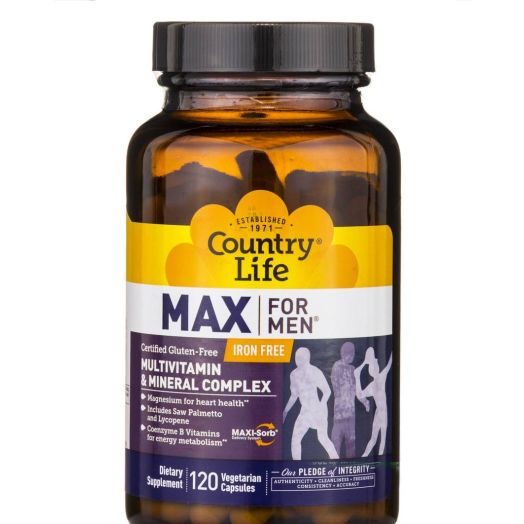 Country Life Max for Men (Iron Free) - 120 Vegetarian Capsules