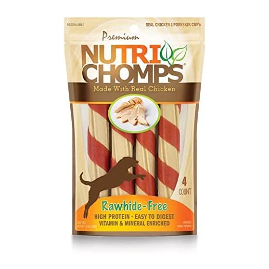 NutriChomps Dog Chews, 6-inch Twists, Easy to Digest, Rawhide-Free Dog Treats, 4 Count, Real Chicken flavor