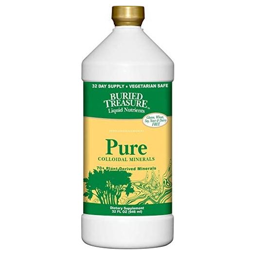 Buried Treasure Pure Colloidal Minerals 70 Plus Plant Derived Minerals from Eden Era Natural Plant Based Nutritional Supplement Liquid Bio-Available for Fast Absorption and Assimilation. 32 oz