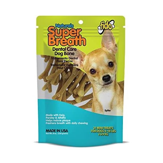 NATURALS Super Breath Dental Care Bones for Dogs - 21 Count Mini Dog Dental Treats for Small Dogs (Made in USA) - Tasty Dog Dental Chews Help Reduce Plaque, Tartar Buildup, and Freshens Breath