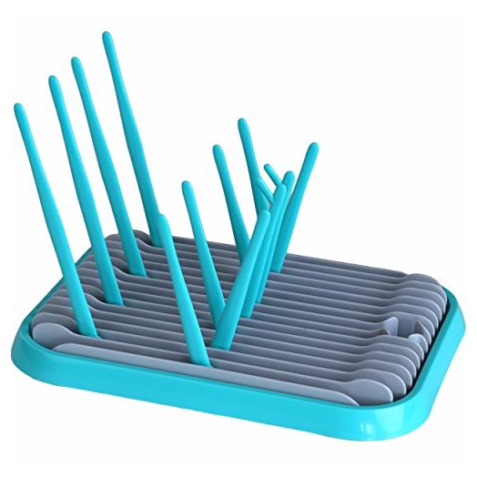 Baby Panda Bottle Drying Rack with Free Bottle Brush, Holds up to 12 Long Or Short Bottles & Bottle Brush, Countertop Dryer for Bottle, Nipples & Other Accessories, Unique Space-Saver Foldable Tines