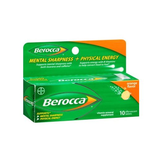 Berocca Orange Flavor Vitamin Mineral Supplement Effervescent Tablets 10 ct Pack