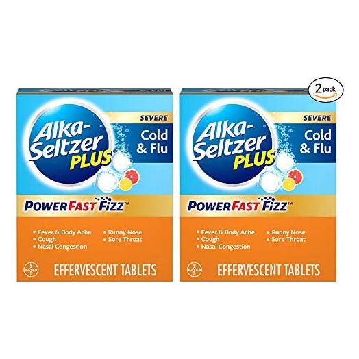 Alka-Seltzer Plus Severe Cold & Flu Powerfast Fizz Citrus Effervescent Tablets Twinpack, 2x20ct, 40 Count