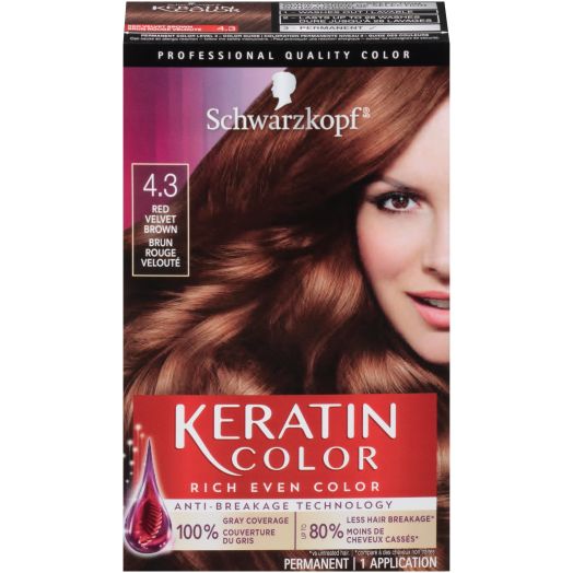 Schwarzkopf Keratin Permanent Hair Color Cream, 4.3 Red Velvet Brown