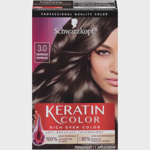 Schwarzkopf Keratin Color Permanent Hair Color Cream, 3.0 Espresso