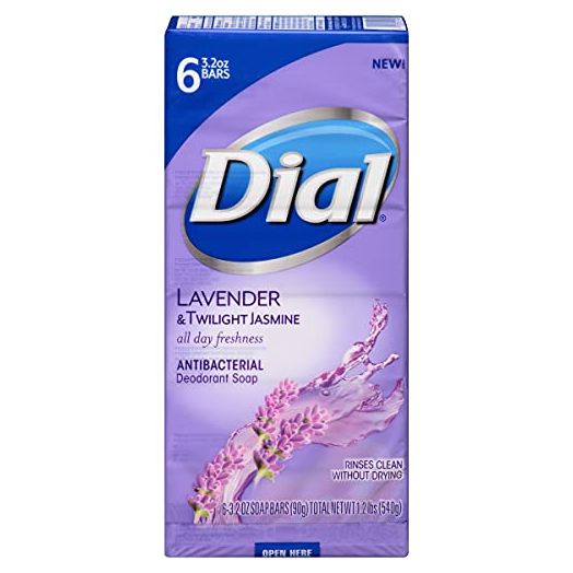 Dial Antibacterial Deodorant Bar Soap, Lavender & Twilight Jasmine, 6 Bars - 3.2 Oz Each