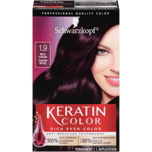 Schwarzkopf Keratin Color Permanent Hair Color Cream, 1.9 Rich Caviar