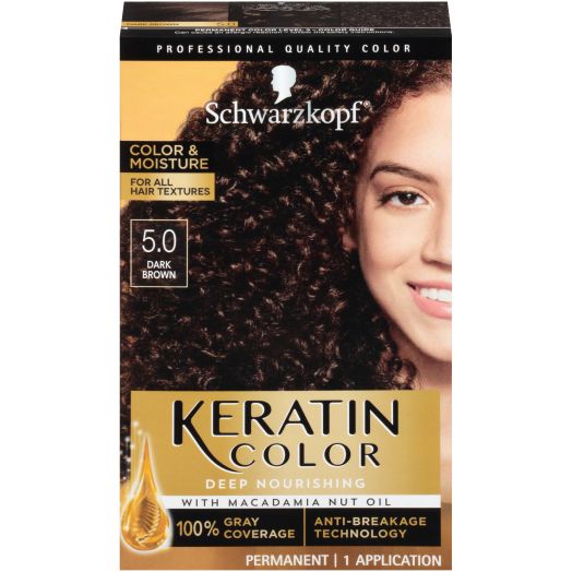 Schwarzkopf Keratin Moisture Permanent Hair Color Cream, 5.0 Dark Brown