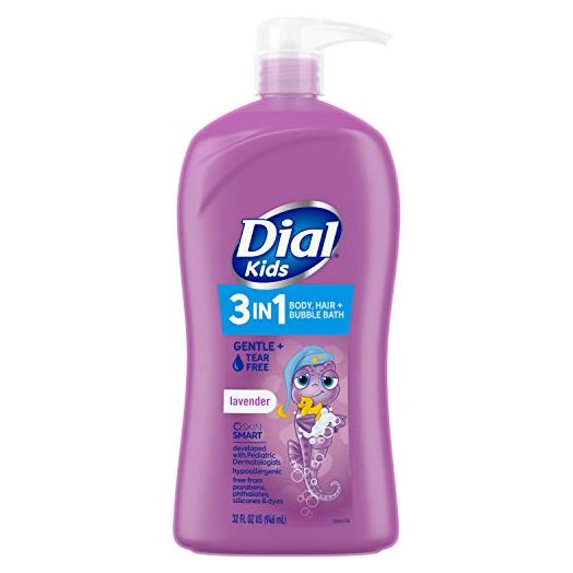 Dial Kids 3in1 Body+Hair+Bubble Bath fl oz, Lavender, 32 Ounce