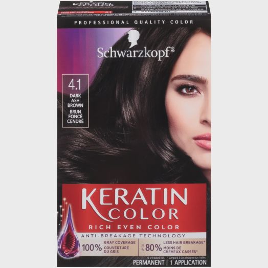 Schwarzkopf Keratin Color Permanent Hair Color Cream, 4.1 Dark Ash Brown