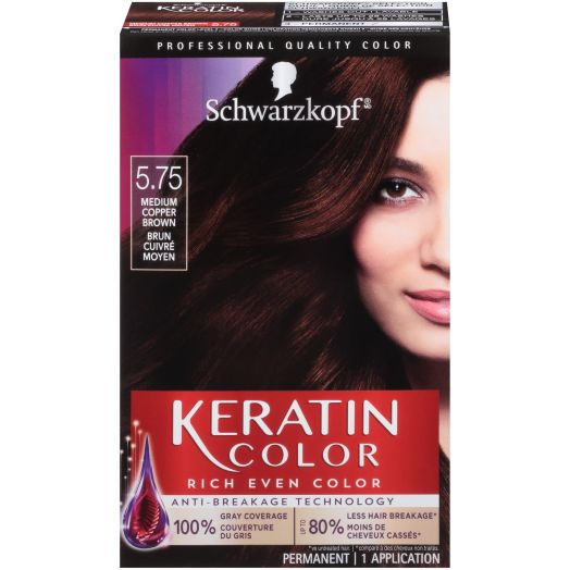 Schwarzkopf Keratin Color Permanent Hair Color Cream, 5.75 Medium Copper Brown
