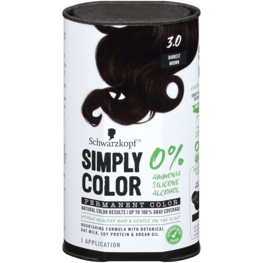 Schwarzkopf Simply Nourishing Permanent Hair Color Kit, 3.0 Darkest Brown | HENKEL