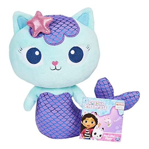 Gabby’s Dollhouse, 8-inch MerCat Purr-ific Plush Toy, Kids Toys for Ages 3 and up