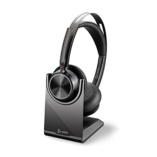 Poly Voyager Focus 2 UC Bluetooth Headset with Stand, Black, Unisex