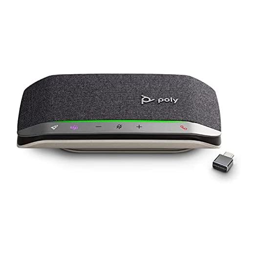Poly Sync 20+ Bluetooth Speakerphone w/USB-C UC Bluetooth Adapter (Plantronics) - Personal Portable Speakerphone - Noise & Echo Reduction - Connect Wirelessly to PC/Mac/Cell Phone - Teams Certified