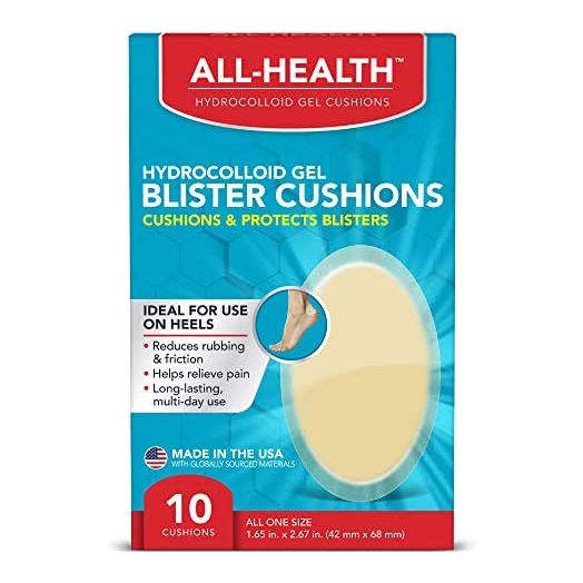 All Health Extreme Hydrocolloid Gel Blister Cushion Bandages, Heel, 1.65 in x 2.67 in, 10 ct | Long Lasting Protection Against Rubbing and Friction for Blisters