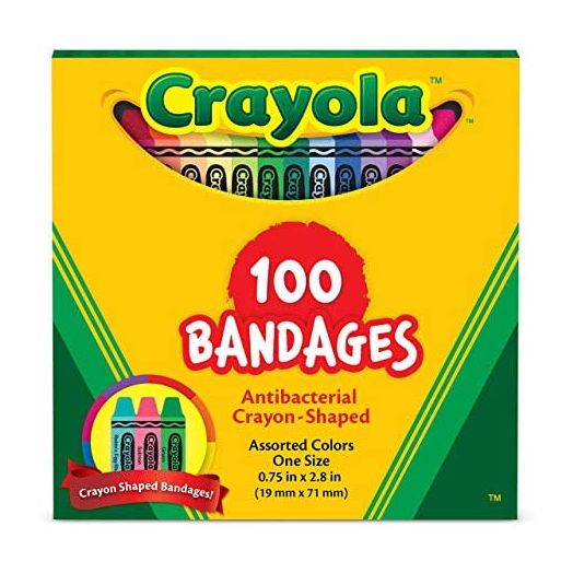 Crayola Shaped Antibacterial Kids Bandages, 100 CT | Great for Birthdays, Party Supplies, Stickers, Stocking Stuffer or White Elephant Gift | Adhesive Bandages for Minor Cuts, Scrapes, & Burns