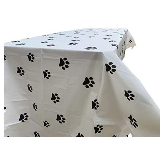 Puppy Dog Paw Print Plastic Cover for Pet Dog Themed Birthday Party Disposable Tablecloth 54" x 108"