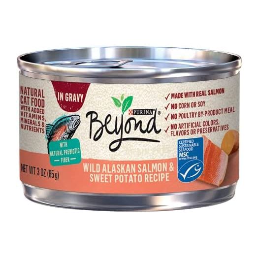 Purina Beyond Natural Wet Cat Food in Gravy, Wild Alaskan Salmon and Sweet Potato Recipe - (12) 3 oz. Cans