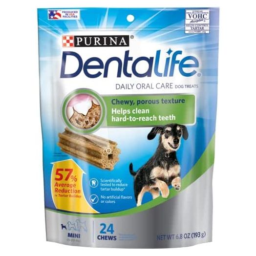 Purina DentaLife Made in USA Facilities Toy Breed Dog Dental Chews, Daily Mini - 24 ct. Pouch