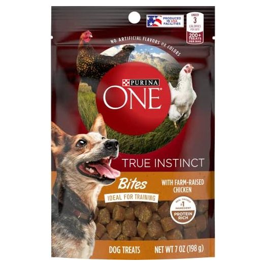 Purina ONE Made in USA Facilities Dog Training Treats, True Instinct Bites With Farm-Raised Chicken - (5) 7 oz. Pouches