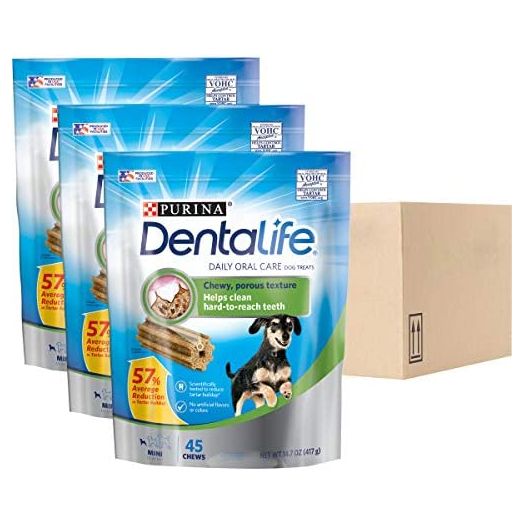 Purina DentaLife Made in USA Facilities Toy Breed Dog Dental Chews, Daily Mini - (3) 45 ct. Pouches
