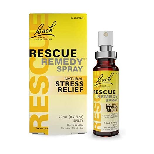 Bach RESCUE REMEDY Spray 20mL, Natural Stress Relief, Homeopathic Flower Remedy, Vegan, Gluten and Sugar-Free, Non-Habit Forming