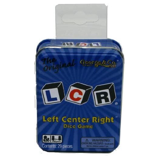 LCR® Left Center Right™ Dice Game, Blue Tin