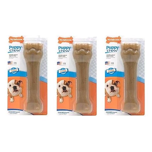 Nylabone (3 Pack) Just for Puppies Chicken Flavored Bone Teething Chew Toy - Size Souper/XL