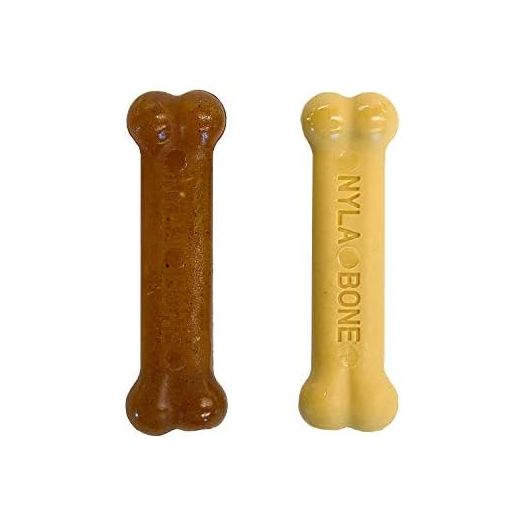 Nylabone Classic Puppy Chew Toy Twin Pack - Puppy Chew Toys for Teething - Puppy Supplies - Chicken & Peanut Butter Flavor, X-Small/Petite, 2 Count (Pack of 1)