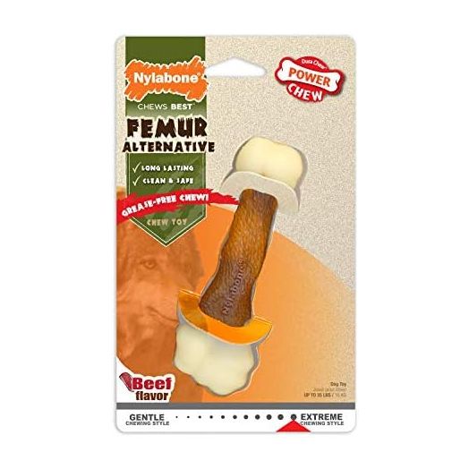 Nylabone Femur Bone Rawhide Alternative Power Chew Durable Dog Toy Femur Beef Medium/Wolf (1 Count)