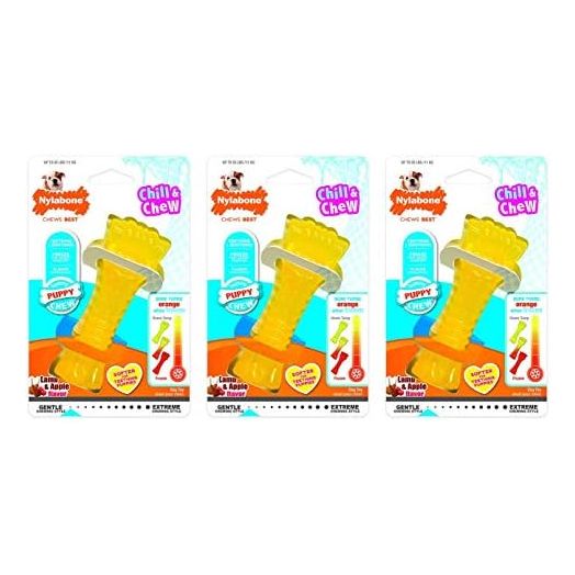 Nylabone 3 Pack of Chill and Chew Bones, Regular, Frozen Puppy Teething Toys