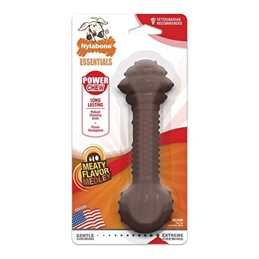 Nylabone Medley Flavour Barbell Dog Chew Toy, Large,Pack of 1
