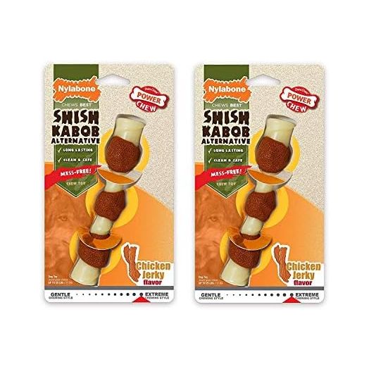 Nylabone 2 Pack of Shish Kabob Alternative Power Chew Toys, Small, Chicken Jerky Flavor