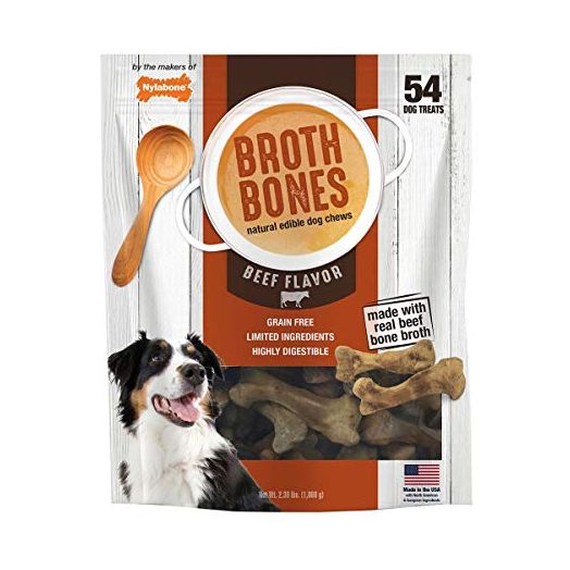 Nylabone Beef Broth Bones Dog Treats (Net 54Count), 2.38 Lb