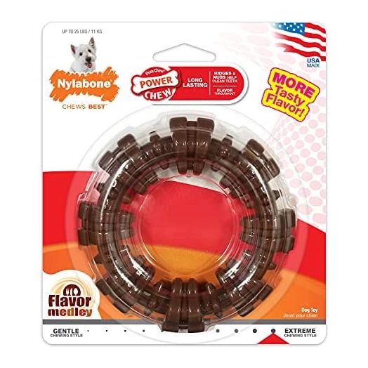 Nylabone Power Chew Textured Dog Chew Ring Toy Ring Flavor Medley Small/Regular (1 Count)