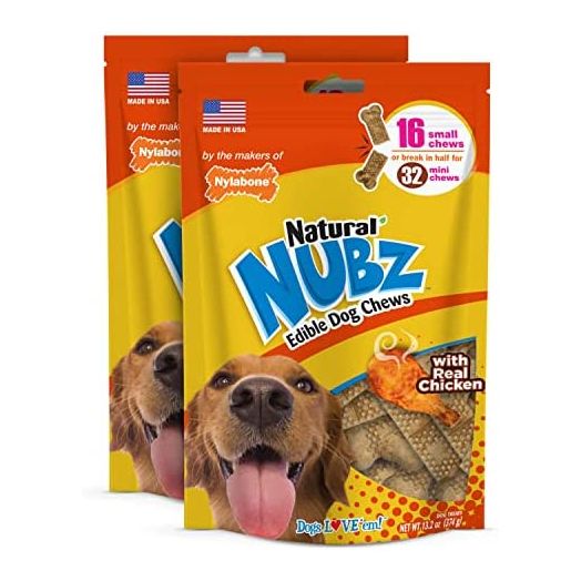 Nylabone Nubz Chicken Dog Treats I All Natural Edible Chew Treats for Dogs l Made in USA l 2 (16 Count) Small - Up to 30 lbs.