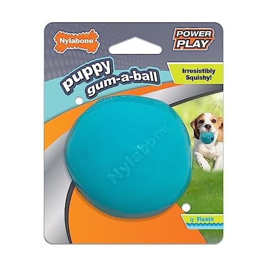 Nylabone Power Play Puppy Gum-a-Ball, Puppy Ball - Interactive Puppy Enrichment Toys - Puppy Must Haves (1 Count)